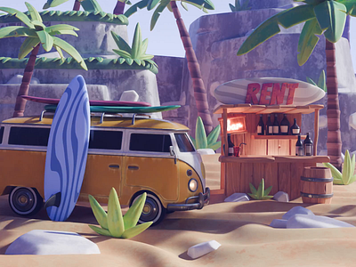 Surfer Van Tutorial 3d blender car illustration process render surfer tutorial van