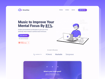 WiredVibe - Landing Page app landing page logo music