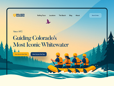 Rafting Website Concept app design graphic design illustration illustrator landing page minimal product design rafting travel trip typography ui ux vector web website website design website hero