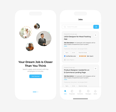 Job Hunting Mobile UI Design branding design graphic design job ui uidesign uiux uiuxdesign ux