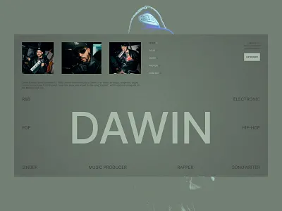 Hero Section - DAWIN art directed branding dawin design editorial design graphic design hero section hiphop musician pop singer ui user interface web design