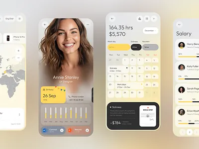 Mobile App — HR for Team Management app design employee dashboard himen resources hr hr platform interface ios ios interface mobile app design modern app payroll product design productivity app team management time tracking app ui ux