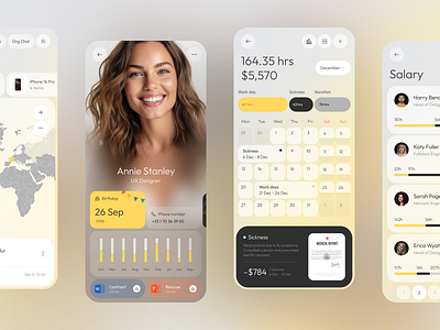 Mobile App — HR for Team Management app design employee dashboard himen resources hr hr platform interface ios ios interface mobile app design modern app payroll product design productivity app team management time tracking app ui ux
