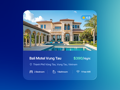 Hotel Booking Card Liquid Glass liquidglassdesign