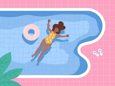 Summer feelings design flat graphic design illustration minimal pink pool simple sun swim vector water woman women