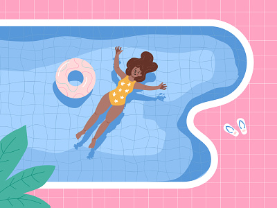 Summer feelings design flat graphic design illustration minimal pink pool simple sun swim vector water woman women