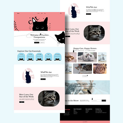 Adopt with Love – Pet Care Homepage Design adoptapet animalrescue catlovers cleandesign creativedesign cutedesign designinspiration dribbbleshowcase ecommerceui felinedesign figma homepagedesign minimalui modernweb petwebsite responsiveui uidesign uiux uxdesign webdesign