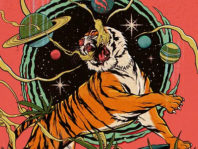 High Times Magazine cannabis cover illustration jungle magazine nature portal sci fi scifi space tiger vortex wild