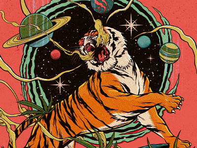 High Times Magazine cannabis cover illustration jungle magazine nature portal sci fi scifi space tiger vortex wild
