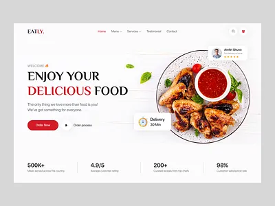Eatly - Food Web Design - UI UX clean creative designer delicious eat food food design food website landing landing page online food pro designer spicy ui ui ux user interface ux web