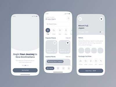 Travel - Mobile App Wireframe app app interfaces best app design card ui design home screen mobile mobile app mobile app design mobile ui mobile ui design mobile ux modern ui travel app ui ui design ui inspiration ui ux design ux