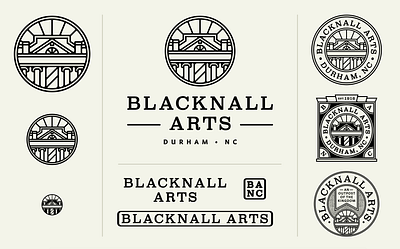 Blacknall Arts art badge branding carolina church collective durham facade logo north