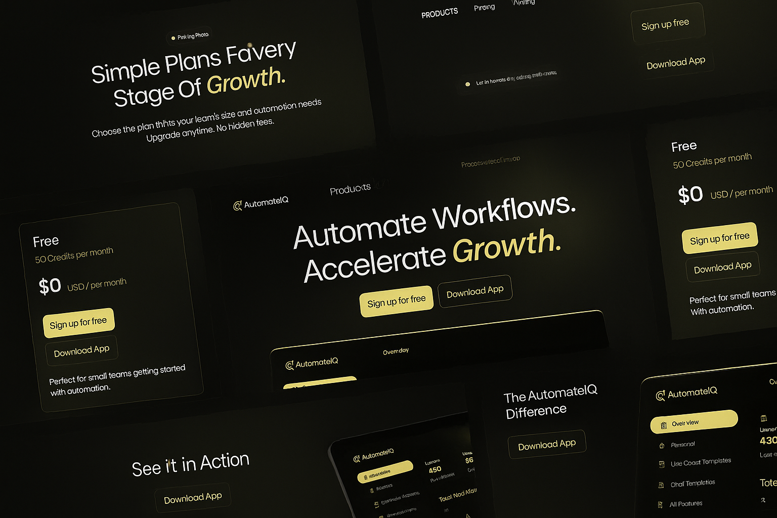 AutomateIQ - Conceptual UI Design automateiq automation automation ui automation website landing page modern ui modern website ui ui design website design