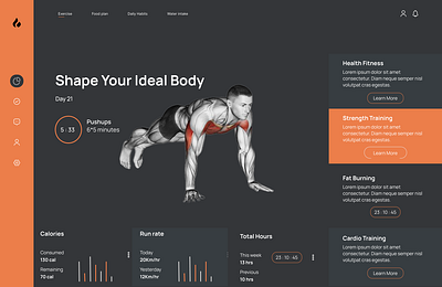 Fitness Dashboard adobe app dashboard figma fitness graphic design landing screen ui