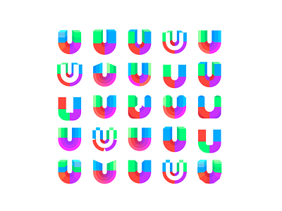 UUUUU arc bow branding color colorful courve curve design geometric illustration letter logo logodesign logotype loop rainbow symbol u vector you
