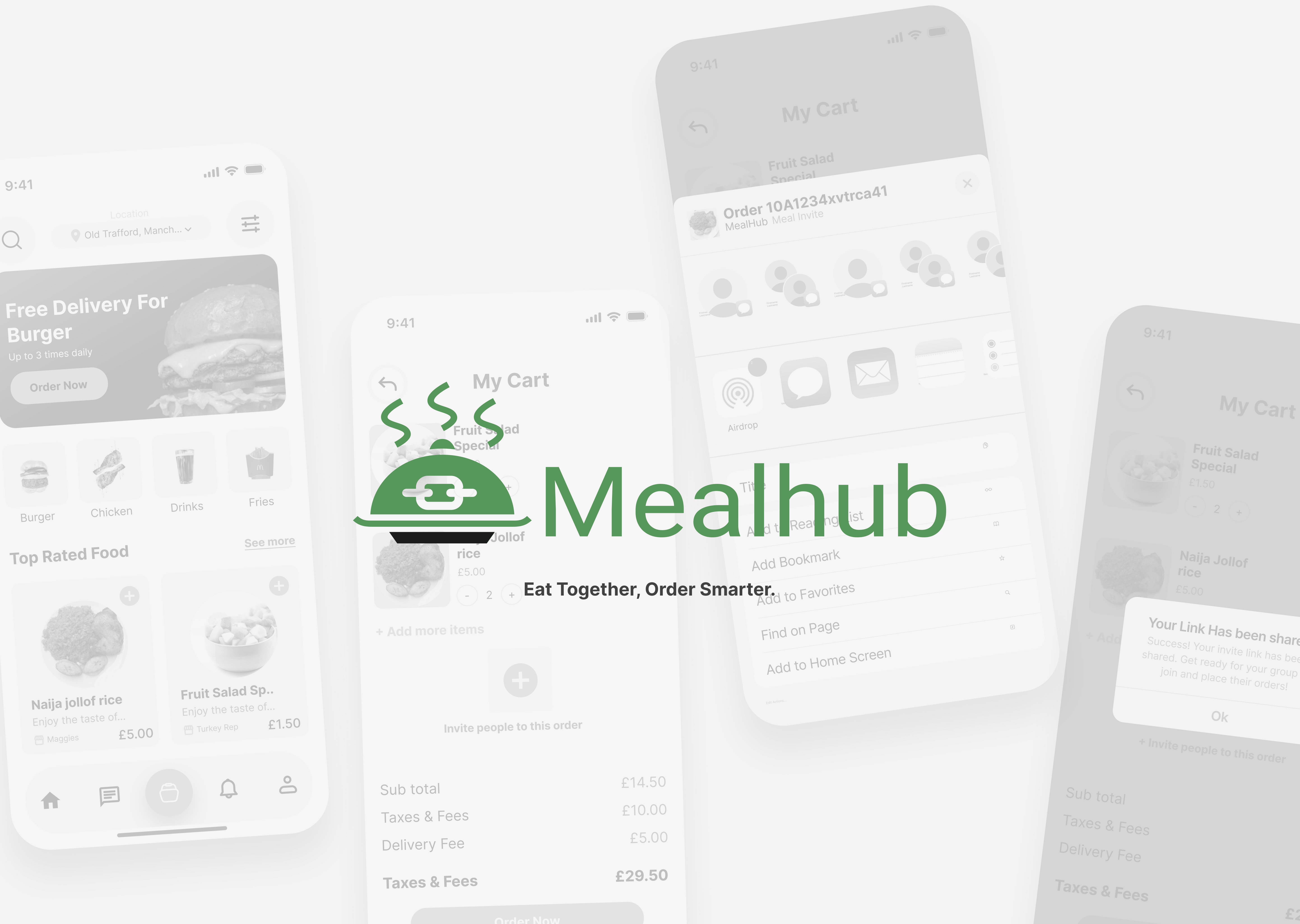 Mealhub App Design design figma group ordering meal ui