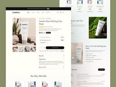 Skin Care - Product Details Page beauty cosmetic details ecommerce figma plugin nucleus online shop plugin product product detail product details product list product page product reviews reviews skincare ui ui kit web design website
