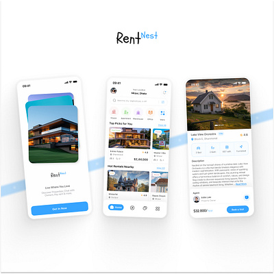 RentNest - Property Rent App UI apartment house property rent real estate