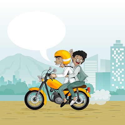 Best Friends on a Motorbike, Vector illustration 2d biker cartoon design flat design graphic design illustration people vector