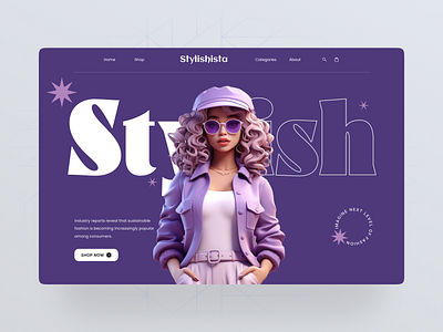 Stylishista - Trendy Fashion Web Hero Concept✨ cleanui clothing website creativeagency creativedesign ecommerce fashiondesign landing page minimalui modern design modern designs modernui new designs rompweb shopify store store online stylish ui trendy design uiux web design webconcept