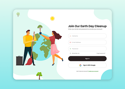 Sign up for Earth Day Cleanup cleanui graphic design signupform signuppage ui volunteerapp webdesign