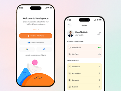 Sign up and Setting Page: Meditation Mobile app UI/UX Design clean create account figma log in login meditation minimal quote setting setting page sign up signup simple split screen testimonial ui ui design uiux ux ux design
