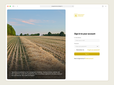 Agronomus - Sign In Page agricultural platform app dashboard design email field farming input field log in password field platform design sign in typography ui ux vector