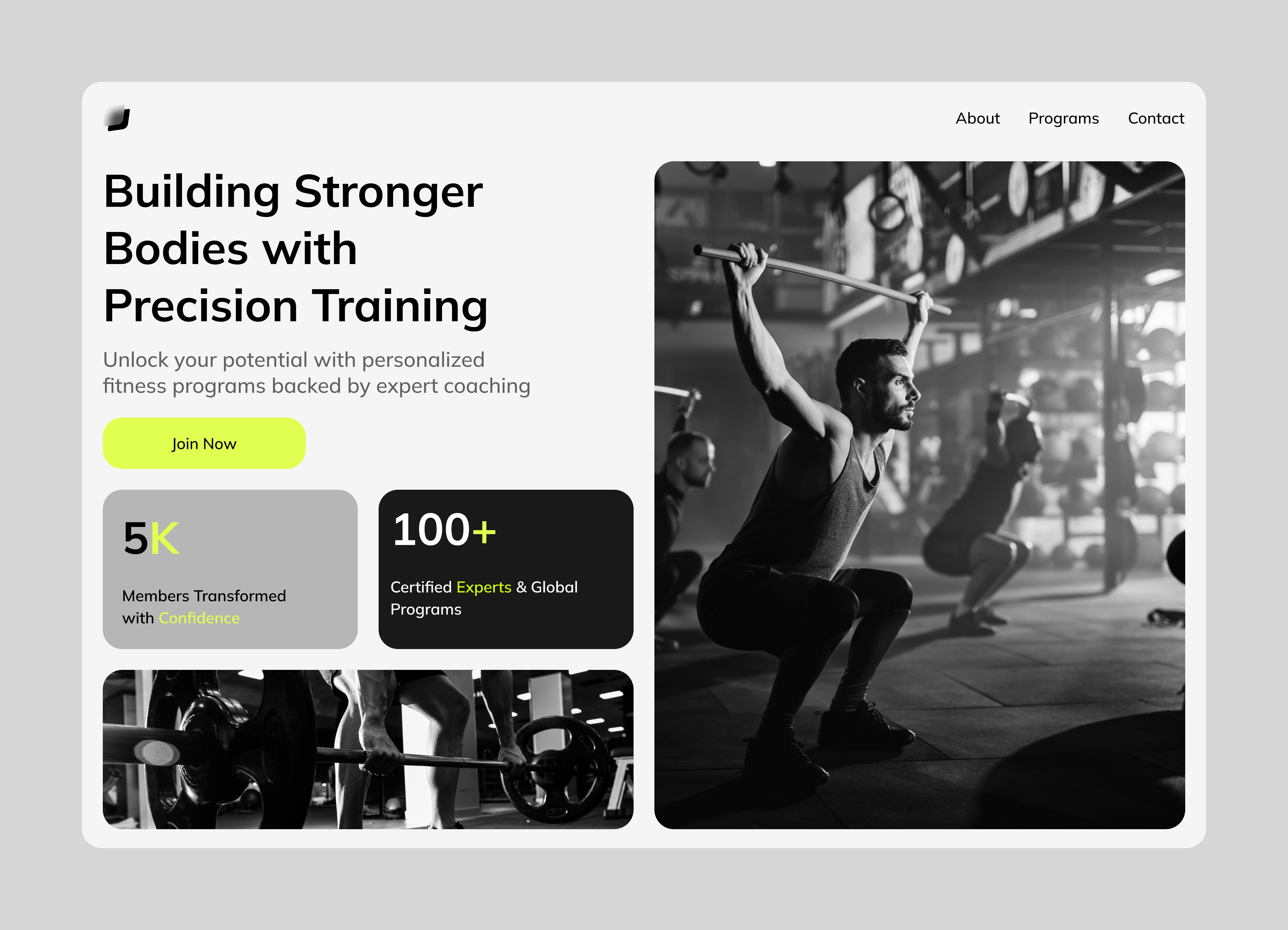 Fitness Landing Page UI bentodesign bentoui fitness fitnesslandingpage fitnesspage fitnesswebsite green grey greyandgreen gym gymwebsite modernui train training