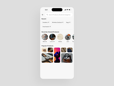 Minimal Search app design ecommerce minimal mobile product search searchui shopping simple ui ux