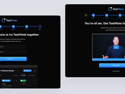 TaskMate Onboarding Flow app design dashboard design figma figma designer ui ui design ui designer uiuxdesigner user interface ux ux design ux designer visual design visual designer web app web app designer web design web designer website website design