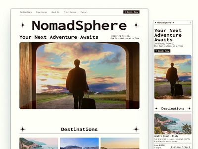 NomadSphere | Travel Agency | Lending page design agency book booking website cleandesign design first section hero section home page landing page tourism travel travel agency travel agency landingpage travel agency website typography ui ux web design website