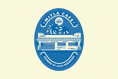 Mitla Cafe Logo beth mathews branding cafe cafe logo california female designer food food branding food logo logo los angeles oval palm tree restaurant restaurant branding restaurant logo taco tacos