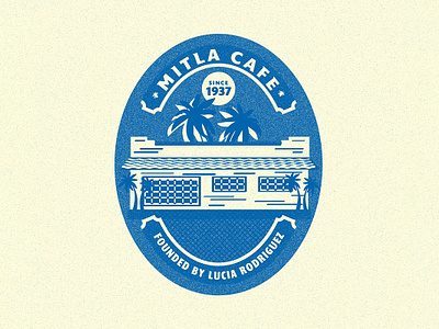 Mitla Cafe Logo beth mathews branding cafe cafe logo california female designer food food branding food logo logo los angeles oval palm tree restaurant restaurant branding restaurant logo taco tacos