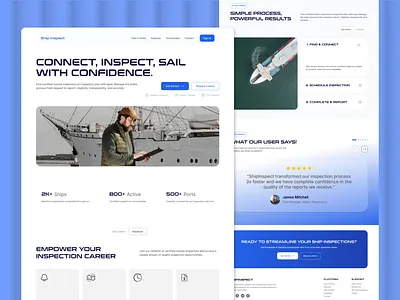 Ship Inspection Platform – Clean Maritime UI landing page design marine inspection ux maritime inspection platform maritime web design ship industry ship inspection landing page ship inspection platform shipping industry ui ui design uiux ux design
