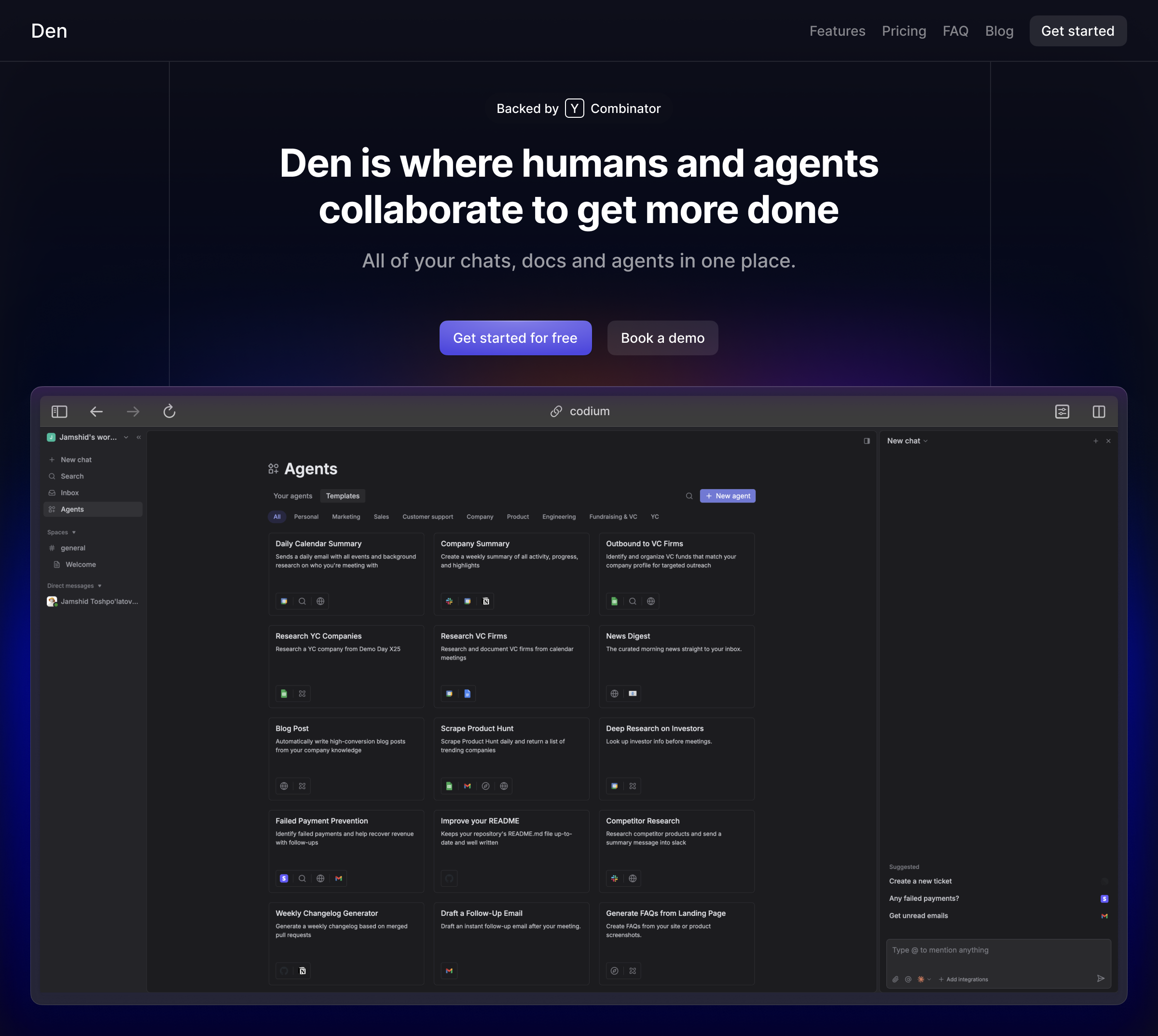 Den redesign concept dark hero landing