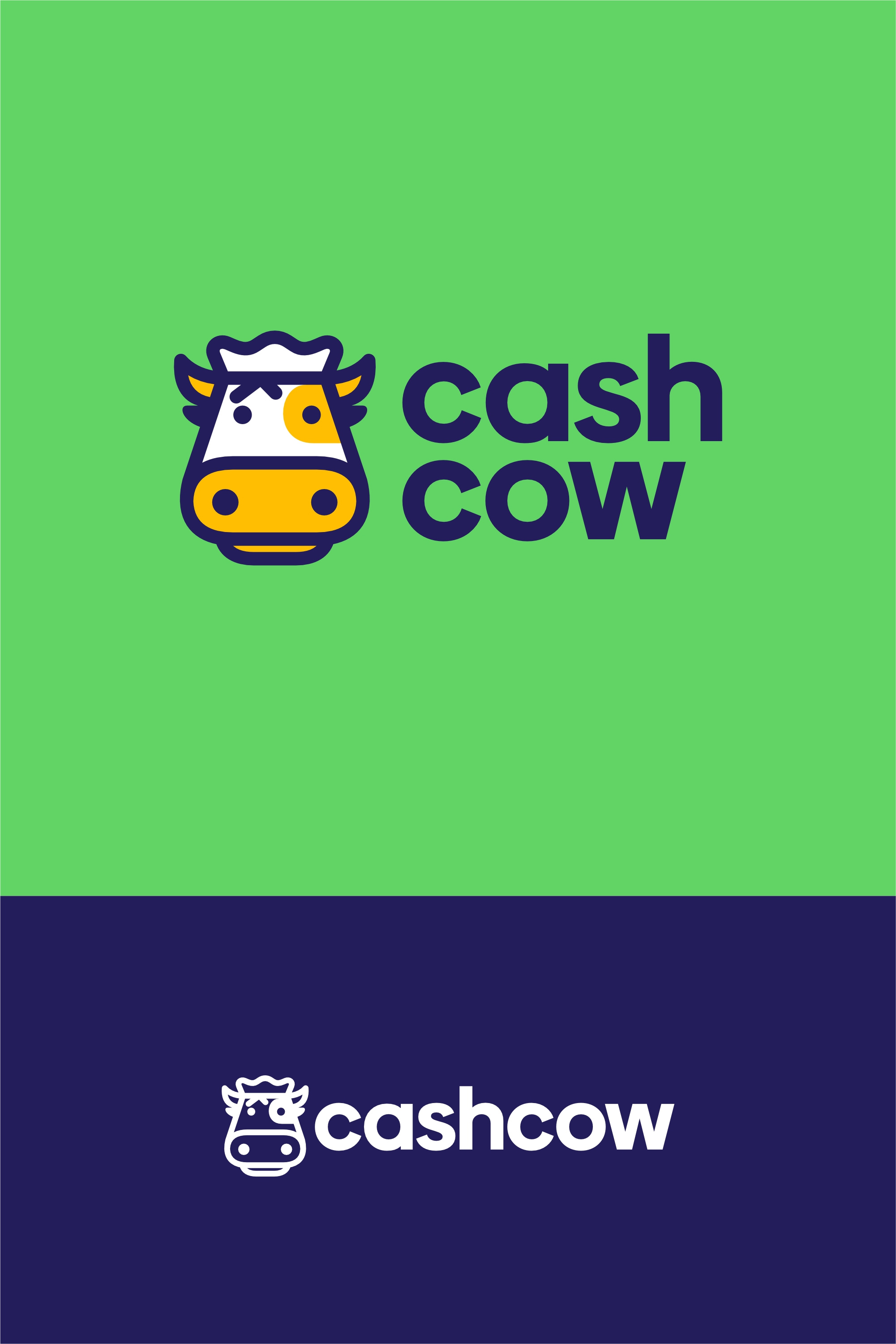 Cash Cow Logo design animal bag branding cash character cow cute design illustration logo mascot money monogram negative space smart ui unused