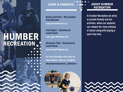 Humber College Recreation Brochure brochure design graphic design typography