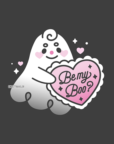 Ghost Valentine design ghosttraveler graphic design illustration pastel goth spooky vector witchy