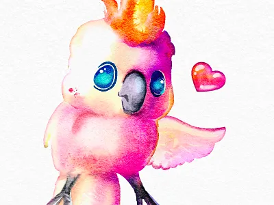 Little Parrot in ❤️‍🔥 creativemarket hand hand drawn illustration valentines day watercolor