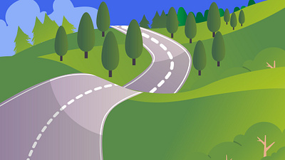 Scenic Drive: Flat Design Winding Road Landscape Illustration graphic design