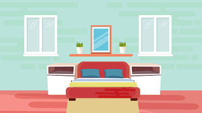 Modern Bedroom Setup: Flat Design Interior Illustration minimalist bedroom