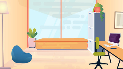 Minimal Office: Flat Design Work Room Illustration minimalist office