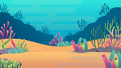 Vibrant Underwater World: Flat Design Ocean Reef Illustration marine background