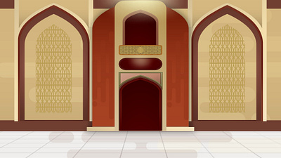 Majestic Arabian Interior: Flat Design Islamic Architecture Illu eastern architecture