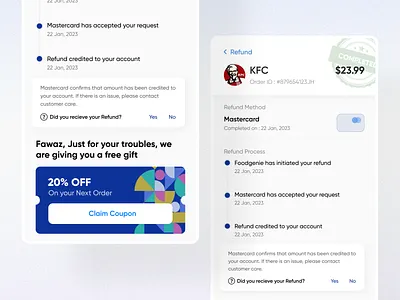Refund screen designs concept delivery app design food app refund refund app ui