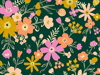 meadow art branding design florals flowers graphic design illustration illustrator pattern photoshop procreate spring textile