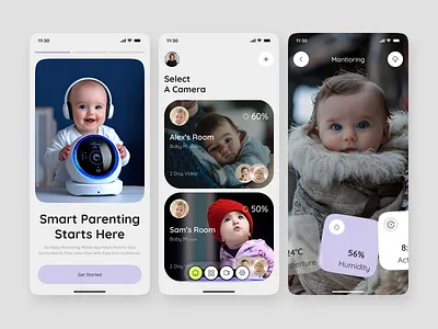 Baby Monitoring Mobile App Design appinterface baby care mobile app datavisualization mobileanalytics mobileappdesign monitoringapp smartmonitoring systemtracking userinterface