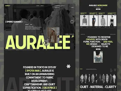 Auralee - Luxury Bold Fashion Ecommerce Website Home Page Design awwwards bold branding clothing company profile dark website ecommerce elegant fashion fashion website landing page luxury minimalist modern shopify ui web design website website designer
