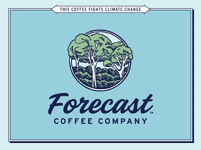 Forecast Coffee Company badge bellingham brand branding coffee forecast icon identity illustration logo packaging retro script trees vintage