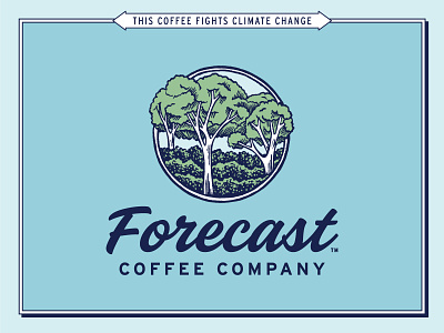 Forecast Coffee Company badge bellingham brand branding coffee forecast icon identity illustration logo packaging retro script trees vintage